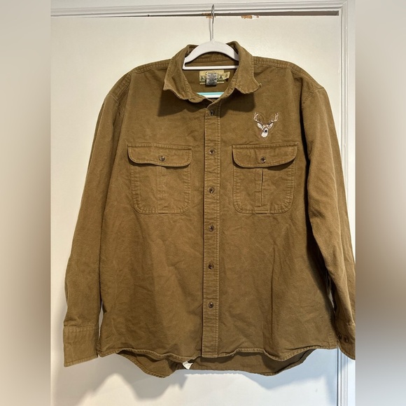 VTG 90s Sz: XL Cabela's Embroidered Deerskin Soft Chamois Flannel Button Down. - Picture 1 of 11